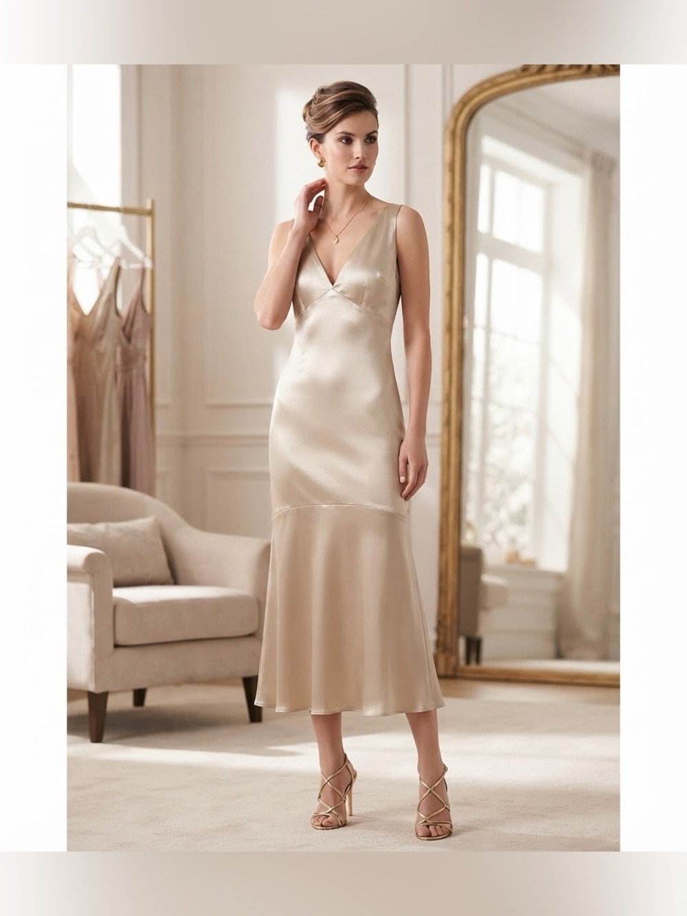 Alex B. Elegant Satin Sleeveless Dress*Flaw